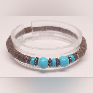 Men's bracelet beaded turquoise new e69‎